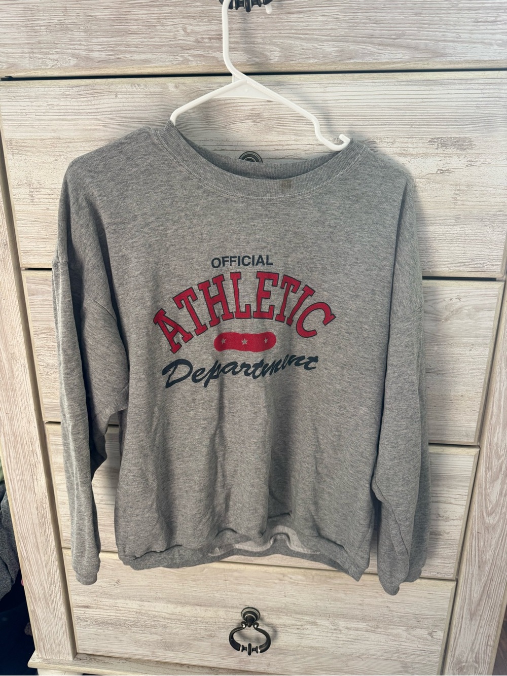 Official Athletic Department Gray Crewneck Sweatshirt - Red Logo